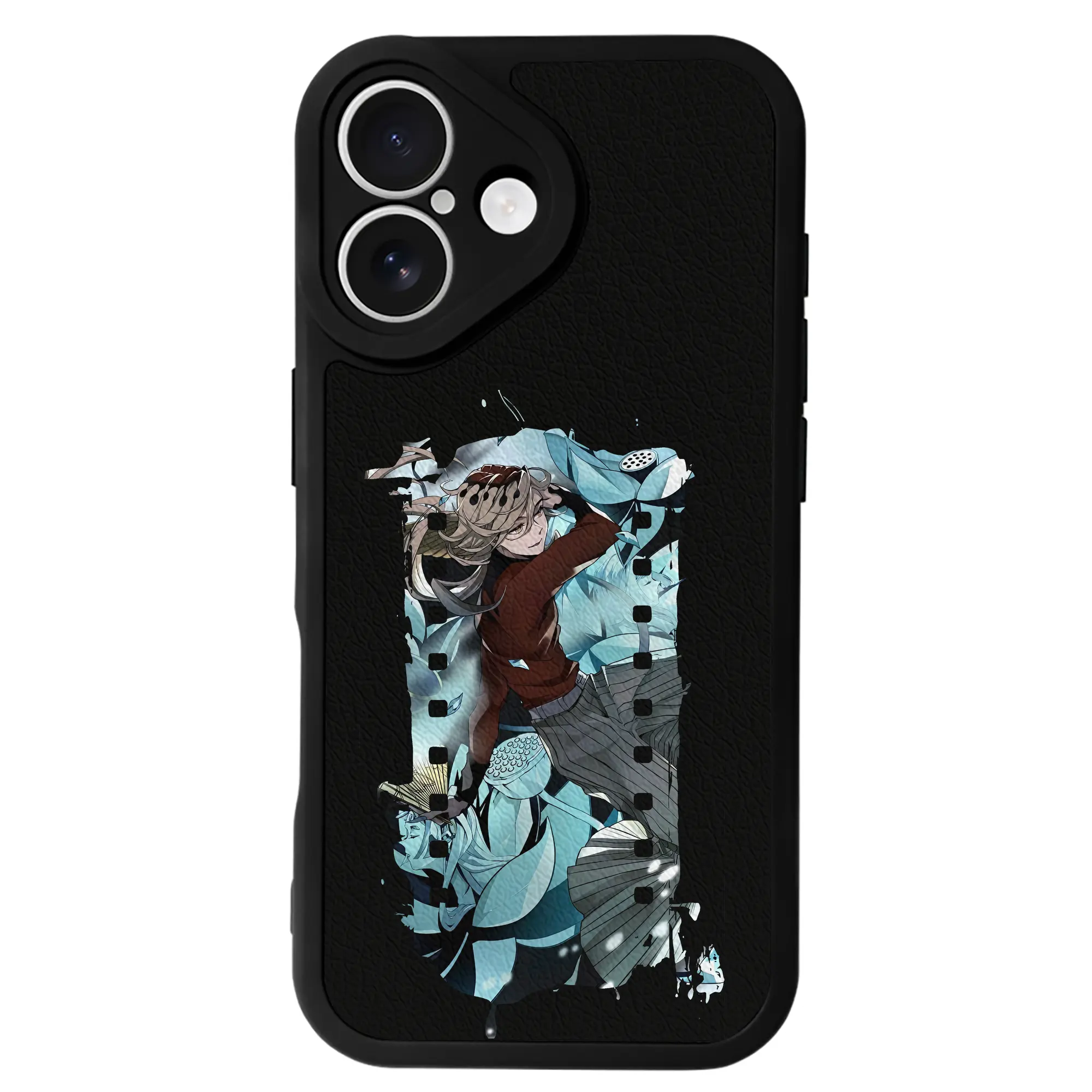 鬼滅の刃 グッズ,童磨 - IPhone 16シリーズ対応 ・ シリコンスマホケース ・ レザー調 ・ 高精度フィット ・ 耐衝撃 ・ ワイヤレス充電対応 ・ 精密カット